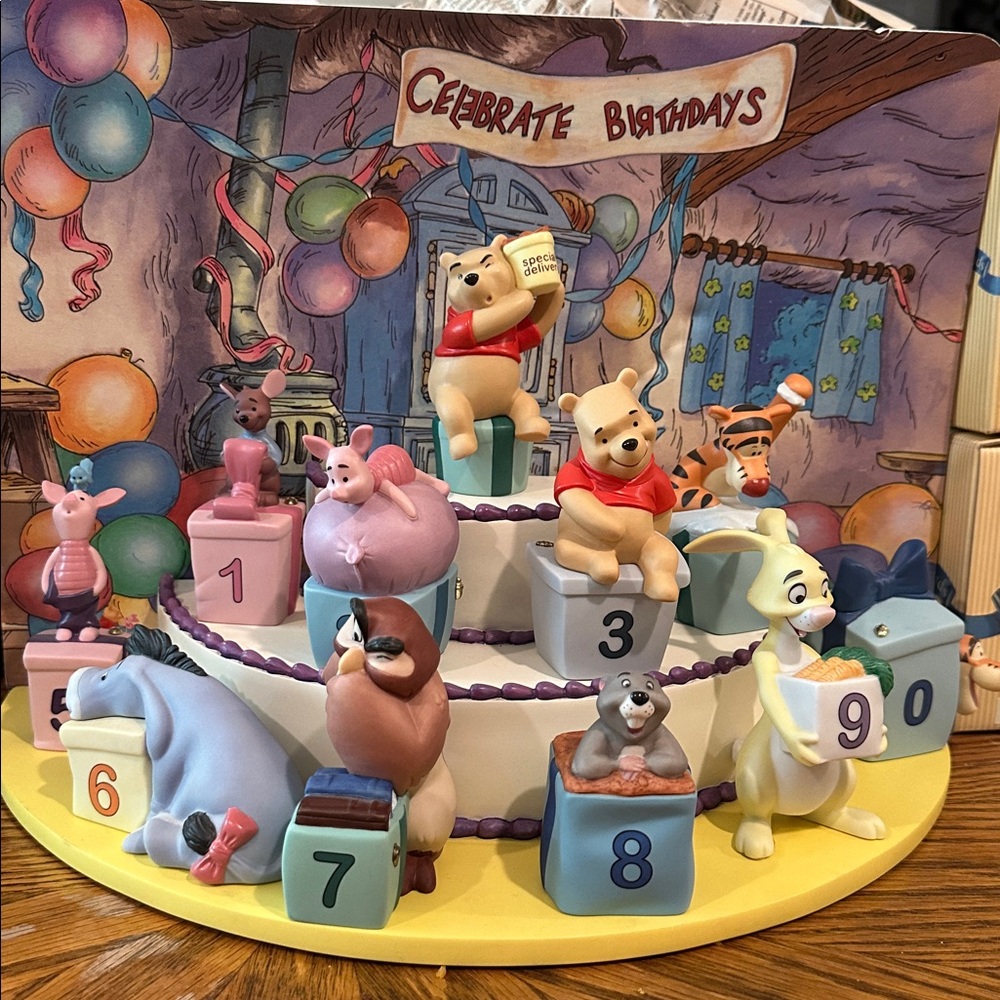 Disney Pooh & Friends Birthday Numbers & cake vintage NIB RARE COMPLETE